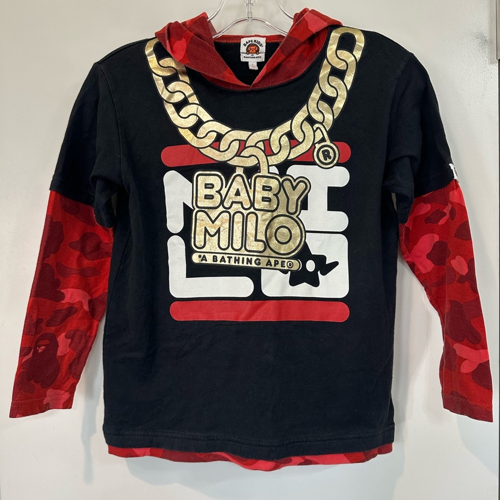BAPE Kids Baby Milo Hoodie Shirt. Size: Kids 7T–9T)